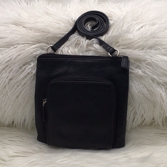 Fossil Handbags - Fossil Genuine Leather Black Shoulder Bag